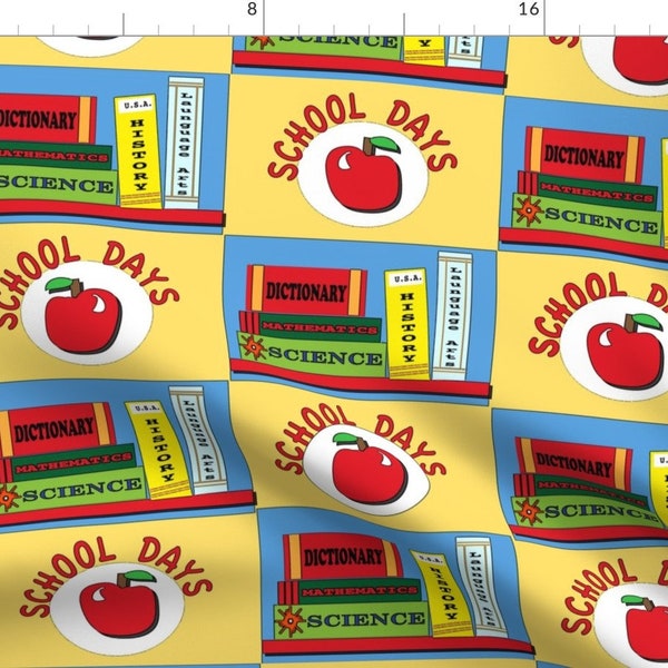 Back to School Fabric - School Days-7-01 By Soobloo - Books Apple Classroom Teacher School Kids Cotton Fabric By The Yard With Spoonflower