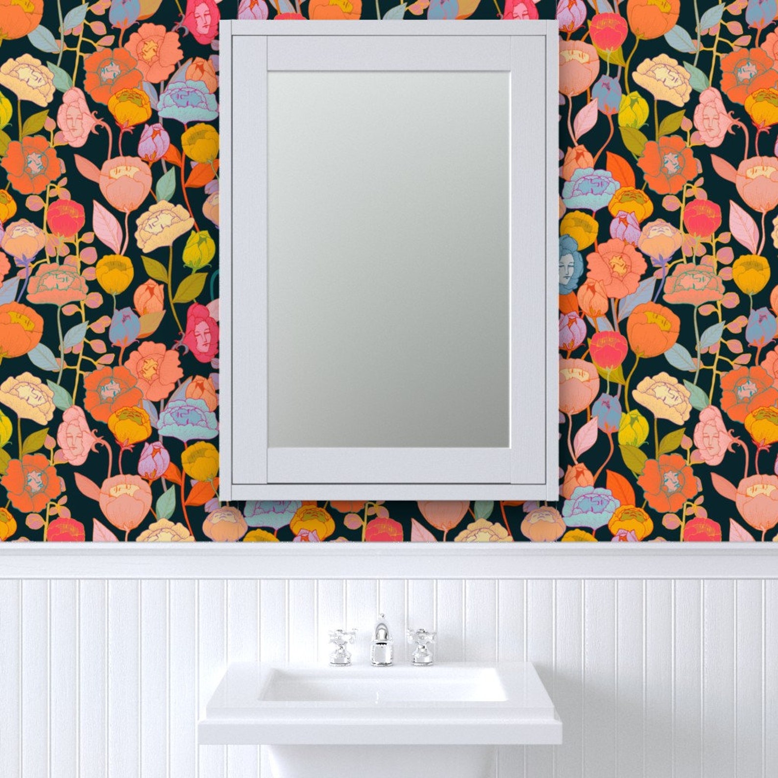 Colorful Floral Wallpaper Wonder Flowers by Ceciliamok - Etsy