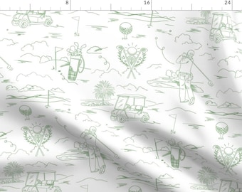 Preppy Fabric - Golf Heaven Green by natalia_gonzalez - Golfer Modern Toile Whimsical Father's Day Sports Fabric by the Yard by Spoonflower