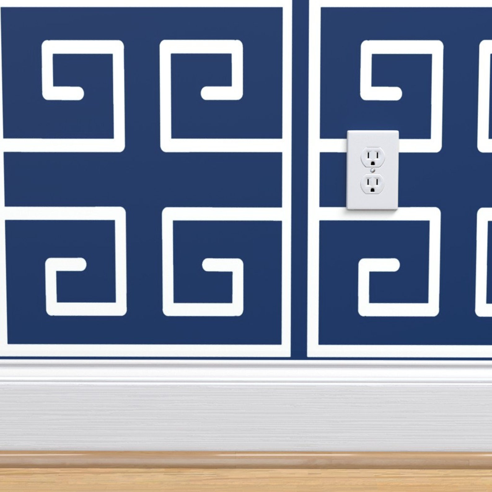 Greek Tile Wallpaper Greek Key in Navy by Lisakling Etsy