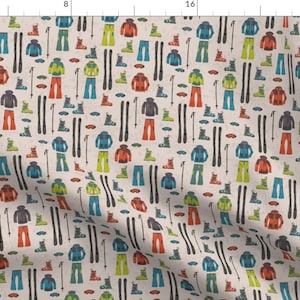 Ski Wears Fabric - The Gear Room Alpine Ski Challet By Clairekalinadesigns - Skiing Winter Sport Cotton Fabric By The Yard With Spoonflower