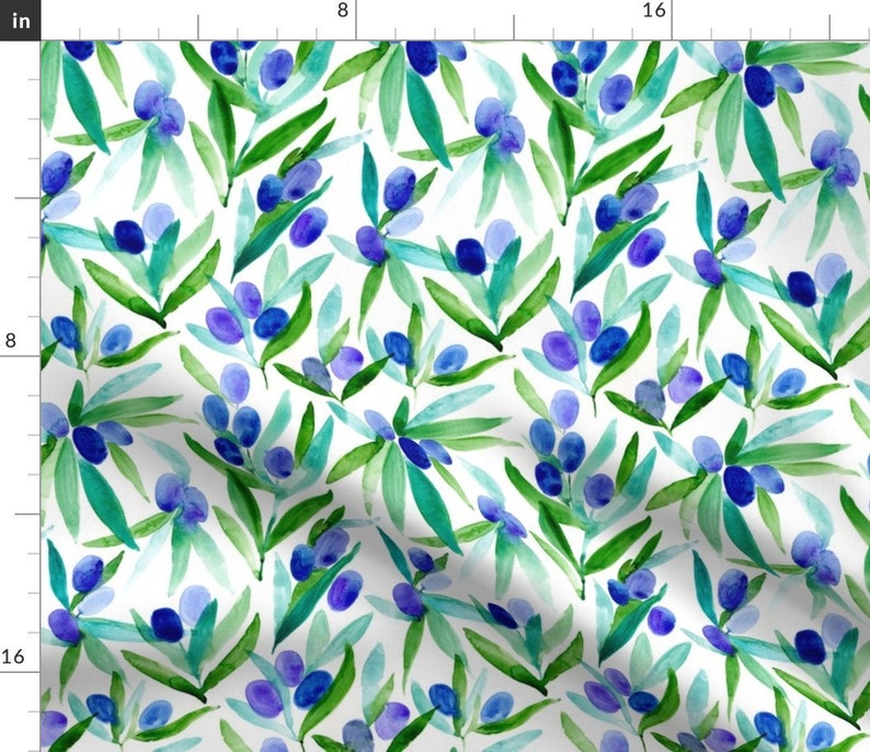 Watercolor Olives Fabric I Love Olives by Patricehorvath Etsy