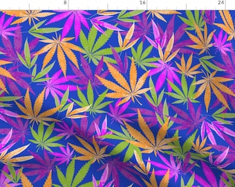 Marijuana Fabric - Colorful Marijuana Leaves By Mariafaithgarcia - Marijuana Cotton Fabric By The Yard With Spoonflower