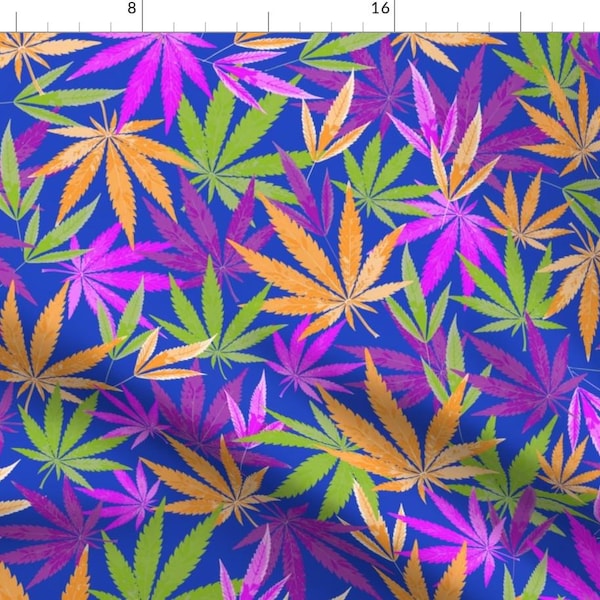 Marijuana Fabric - Colorful Marijuana Leaves By Mariafaithgarcia - Marijuana Cotton Fabric By The Yard With Spoonflower