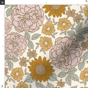 Mustard Gold Blush Fabric - Golden Floral by indybloomdesign - Western Floral Feminine Meadow Wildflowers Fabric by the Yard by Spoonflower image 3