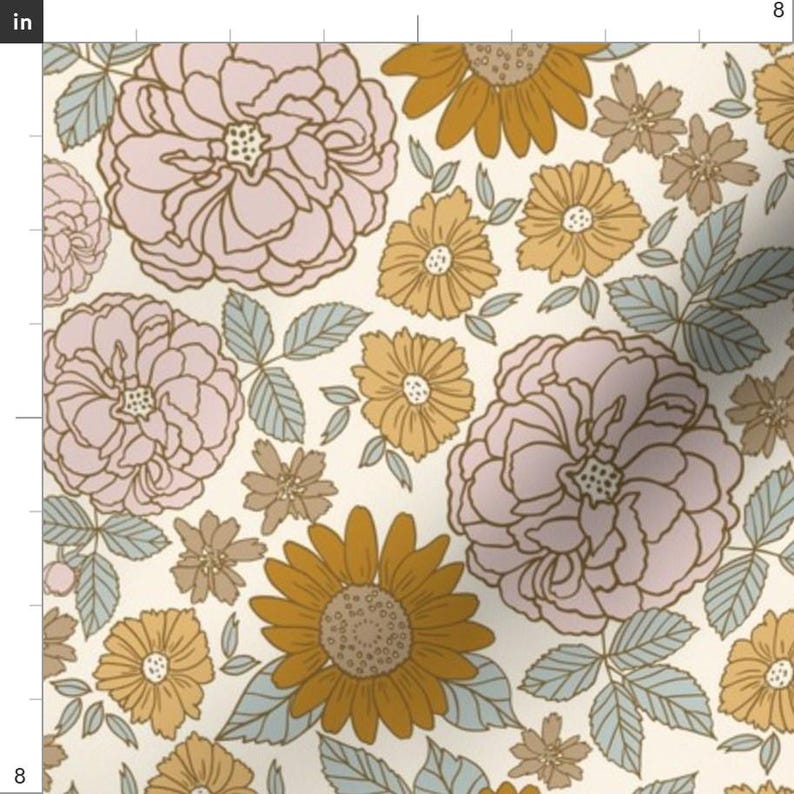 Mustard Gold Blush Fabric - Golden Floral by indybloomdesign - Western Floral Feminine Meadow Wildflowers Fabric by the Yard by Spoonflower image 3