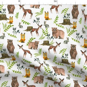 Tara Put Fabric - Woodland Pals - Light Texture Background By Taraput - Tara Put Animal Woods Cotton Fabric By The Yard With Spoonflower