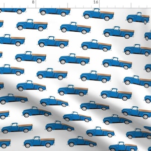 Blue Truck Fabric - Vintage Trucks On White By Littlearrowdesign - Blue Pickup Truck Boy Nursery Cotton Fabric By The Yard With Spoonflower