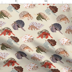 Hermit Crabs Fabric - Hermit Crabs By Amy Hadden - Hermit Crab Watercolor Animal Beach Ocean Sand Cotton Fabric By The Yard With Spoonflower