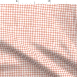Vintage Style Peach Gingham Fabric - Organic Gingham Peach By Crystal Walen - Coral Mask Scale Cotton Fabric By The Yard With Spoonflower