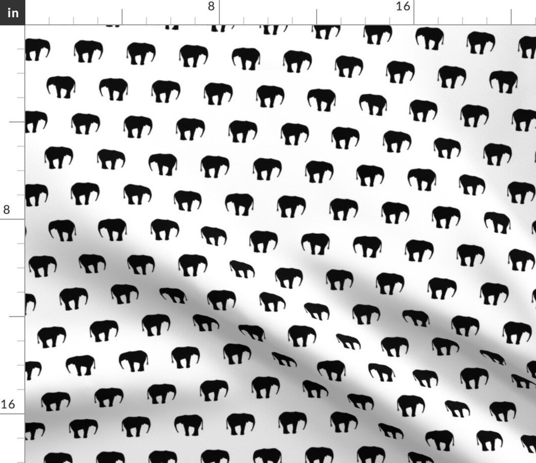 Elephant Fabric Elephants Black and White by Ornaart Etsy