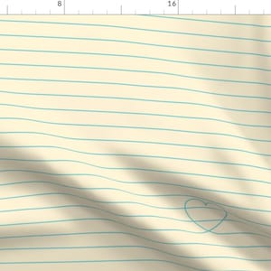 Love Note Fabric - Love Note By Ceciliamok - Notebook Paper Hearts Love Letter Yellow Blue Books Cotton Fabric By The Yard With Spoonflower