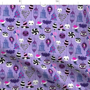 Pastel Goth Fabric - Goth Christmas  by kawaiikreeps - Vintage Purple Black Pink White Yule Plague Doctor  Fabric by the Yard by Spoonflower