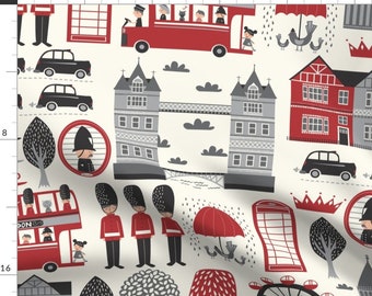 London Fabric - London Calling Conversational By Stacyiesthsu - London UK Great Britain England Cotton Fabric By The Yard With Spoonflower