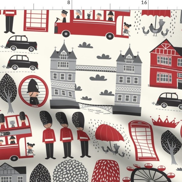 London Fabric - London Calling Conversational By Stacyiesthsu - London UK Great Britain England Cotton Fabric By The Yard With Spoonflower