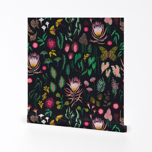 Moody Botanical Wallpaper - Leaf Study Dark by holli_zollinger -  Floral Leaves Flowers Removable Peel and Stick Wallpaper by Spoonflower