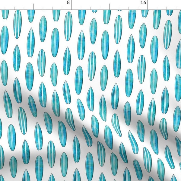 Blue Surfing Fabric - Surfboards - Watercolor Blue By Littlearrowdesign - Surfer Board Summer Cotton Fabric By The Yard With Spoonflower