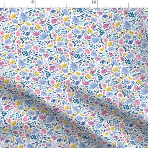 Watercolor Spring Fabric - Easter Floral Micro Scale By Sarah Knight - Periwinkle Mask Scale Cotton Fabric By The Yard With Spoonflower