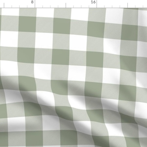 Buffalo Green Checkers Fabric - Buffalo Plaid 2in Sage Green And White By Misstiina - Buffalo Cotton Fabric By The Yard With Spoonflower