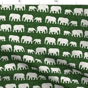 Elephants Green Safari Fabric - Elephants March - Green By Littlearrowdesign - Elephants Cotton Fabric By The Yard With Spoonflower