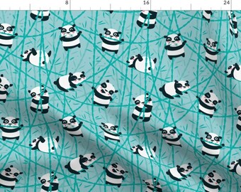 Panda Fabric - Panda Bamboo By Ewa Brzozowska - Panda Modern Nursery Decor Cotton Fabric By The Yard With Spoonflower Fabrics
