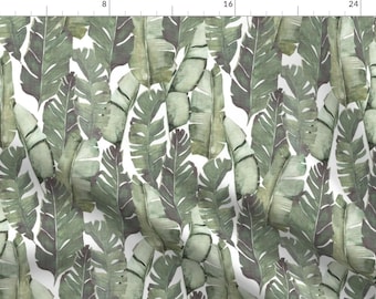 Vintage Style Banana Leaf Fabric - Large Scale Banana Leaves By Hipkiddesigns - Botanical Jungle Cotton Fabric By The Yard With Spoonflower
