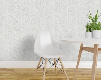 Chevron Wallpaper - Herringbone Hues of Grey by Friztin - Custom Printed Removable Self Adhesive Wallpaper Roll by Spoonflower