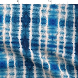Shibori Acid Wash Blue Stripes Fabric - Shibori Stripe By Byre Wilde - Shibori Tie Dye Pattern Cotton Fabric By The Yard With Spoonflower