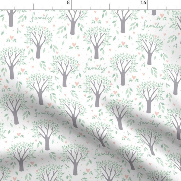 Family Tree Fabric - Heart Of The Family Tree By Robyriker - Gender Neutral Nursery Decor Cotton Fabric By The Yard With Spoonflower