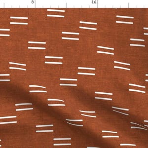 Rust Minimalistic Print Equals Sign Fabric - Double Dash - Orange By Littlearrowdesign - Rust Cotton Fabric By The Yard With Spoonflower