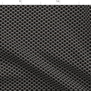 Chain Mail Fabric - Chainmaille - (1&quot;) Black Background By Jelliclestudio - Chain Mail Gray Black Cotton Fabric By The Yard With Spoonflower