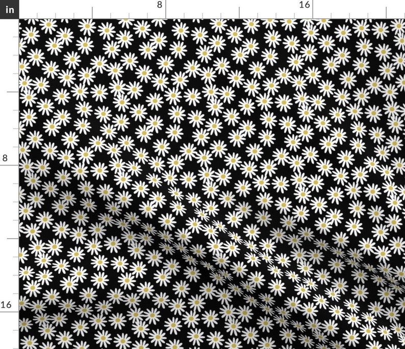 Daisy Fabric Daisy // Flower Black and White Simple 90s Etsy