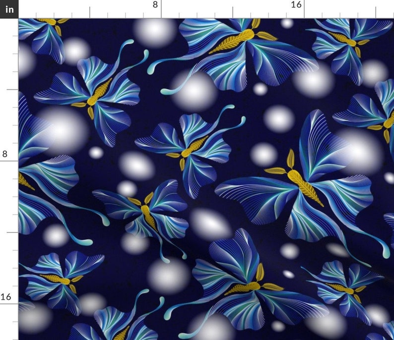 Firefly Fabric Fireflies and Luna Moths Bioluminescence by - Etsy