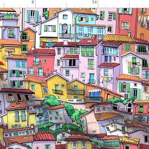 Italian Fabric - Italian Village by capricornsun - Village Today European Quaint Italy Timeless Sicily Fabric by the Yard by Spoonflower