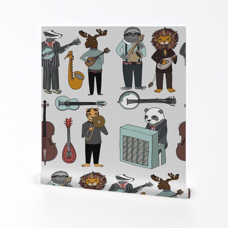 Nursery Wallpaper - Amazing Animal Alphabet Band By Andrea Lauren- Gender Neutral Room Removable Self Adhesive Wallpaper Roll by Spoonflower image 2