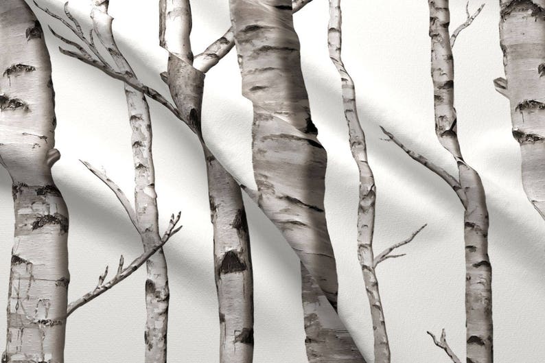 Spoonflower Birch Fabric Chiffon for Sewing Fashion Apparel Dresses Home Decor Pale Nature Birch Bark Tree Bark Woodland Photograph Print on Fabric by The Yard