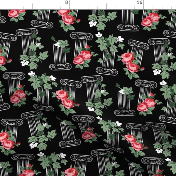 Greek Columns Fabric - Greek Columns - Black By Tuppencehapenny - Greek Art Columns Ionic History Cotton Fabric By The Yard With Spoonflower