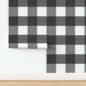 Buffalo Check Wallpaper - Black 6" Buffalo Plaid By Danika Herrick - Custom Printed Removable Self Adhesive Wallpaper Roll by Spoonflower image 4