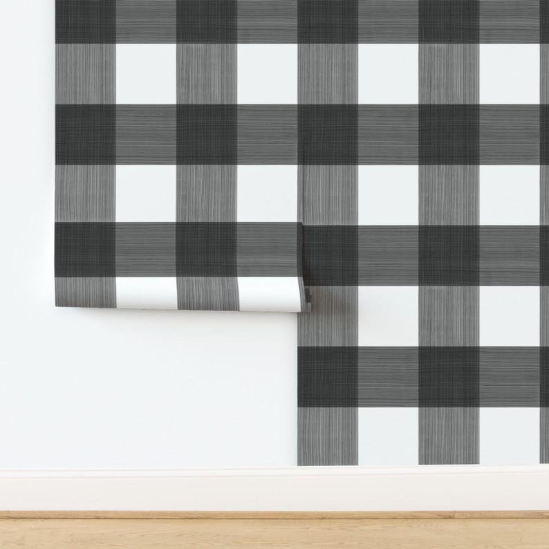 Buffalo Check Wallpaper - Black 6" Buffalo Plaid By Danika Herrick - Custom Printed Removable Self Adhesive Wallpaper Roll by Spoonflower image 4