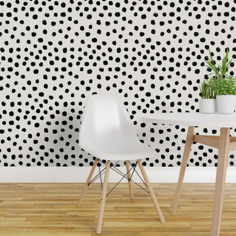 Nursery Wallpaper - Dots Cream Neutral Minimal Animal Spots by Charlotte Winter - Removable Self Adhesive Wallpaper Roll by Spoonflower image 1