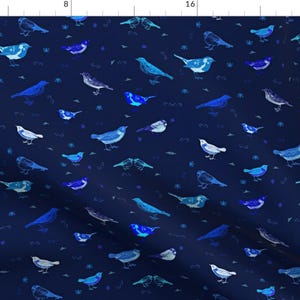 Birds Fabric - I Love Blue! 6 Birds By Shaunaroberts - Birds Blue Nature Spring Cottagecore Nest Cotton Fabric By The Yard With Spoonflower