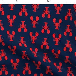 Lobsters Fabric - Lobsters By Littlearrowdesign - Lobsters Red Navy Nautical New England Nursery Cotton Fabric By The Yard With Spoonflower