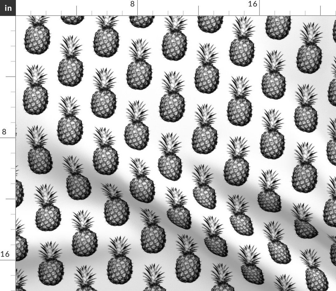 Pineapple Fabric Black and White Pineapples Medium Tiling Etsy