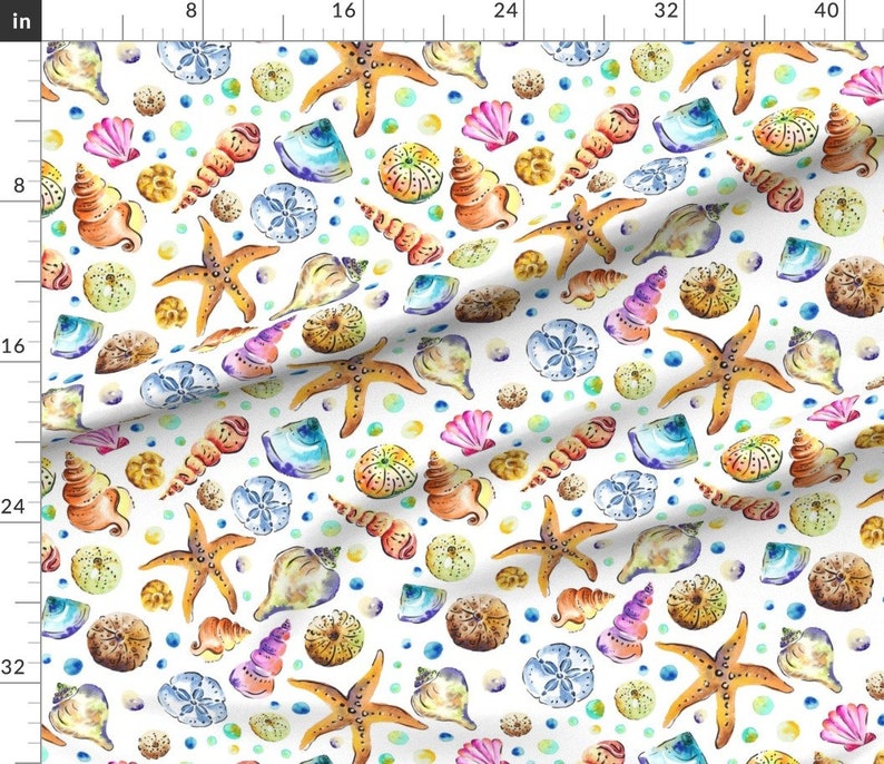 Watercolor Starfish Shells Fabric Starfish Shells - Etsy