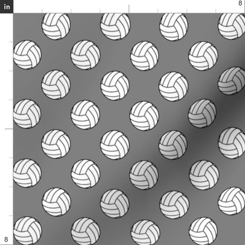 Volleyball Fabric Summer Volleyballs on Medium Gray by Etsy