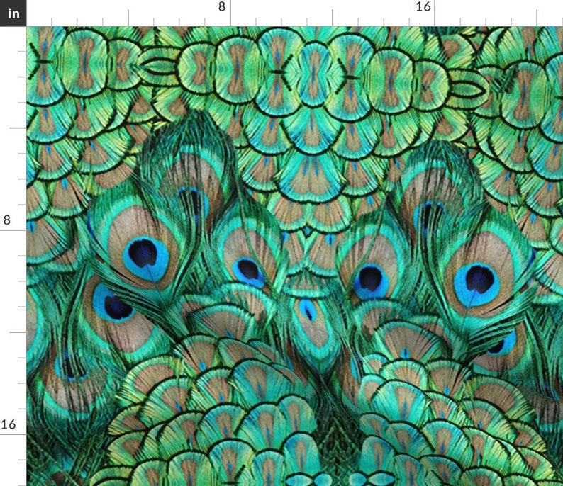 Peacock Fabric Peacock 3 Large by Glimmericks Peacock Etsy UK