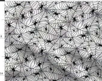 Black Spider Web Spooky Fabric - Spiderwebs - Black On White By Emeryallardsmith - Spider Cotton Fabric By The Yard With Spoonflower