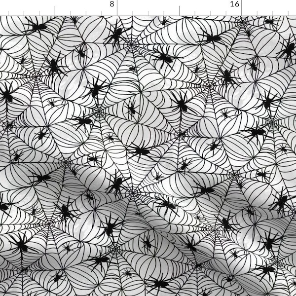 Black Spider Web Spooky Fabric - Spiderwebs - Black On White By Emeryallardsmith - Spider Cotton Fabric By The Yard With Spoonflower