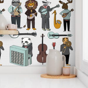 Nursery Wallpaper - Amazing Animal Alphabet Band By Andrea Lauren- Gender Neutral Room Removable Self Adhesive Wallpaper Roll by Spoonflower image 7