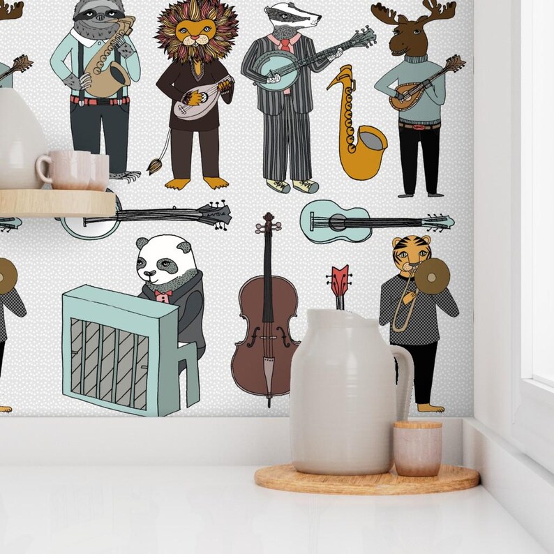 Nursery Wallpaper - Amazing Animal Alphabet Band By Andrea Lauren- Gender Neutral Room Removable Self Adhesive Wallpaper Roll by Spoonflower image 7